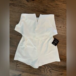 Small Lulus White Strapless Romper - never worn